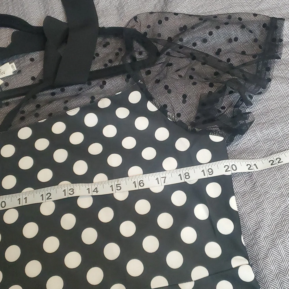 Pinup Fashion Polka Dot Dress 14W Sheer Top Swiss Dot - Picture 7 of 9